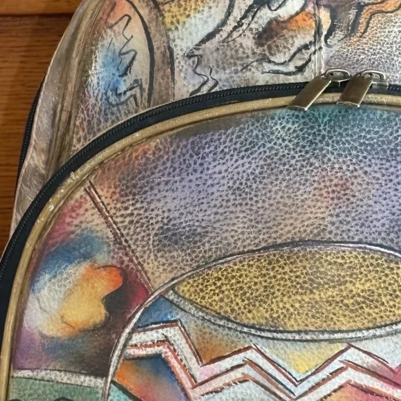 Anuschka Handpainted Leather Multicolor Artistic Mini Backpack - Picture 7 of 11